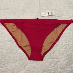 NWT J.Crew Ribbed-trim hipster full-coverage bikini bottom in Fuchsia size L